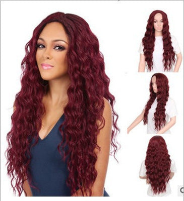 Wig Wine Red Corn Whisker Wig Black Small Curls