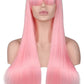 Wig female light pink long straight bangs wig high temperature silk wig fashion wig cross-border exclusive