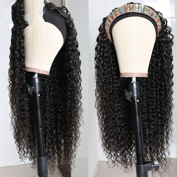 Full Mechanism Hair Band Wig Headgear Real Hair