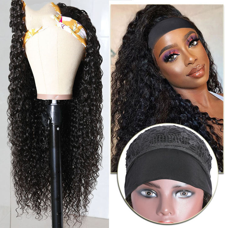 Full Mechanism Hair Band Wig Headgear Real Hair