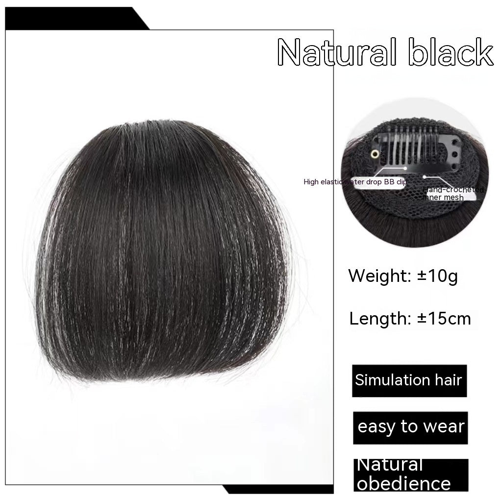 Natural Forehead Artificial Hair Straight Bangs Wig Set Seamless Invisible Wig Set