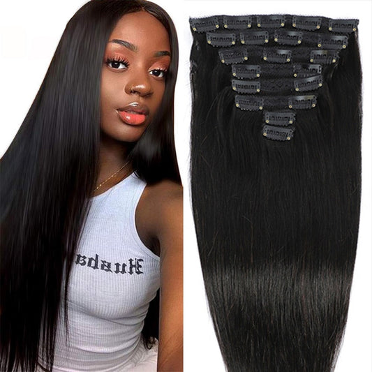 Brazilian Remy Straight  Clip In Human Hair Extensions