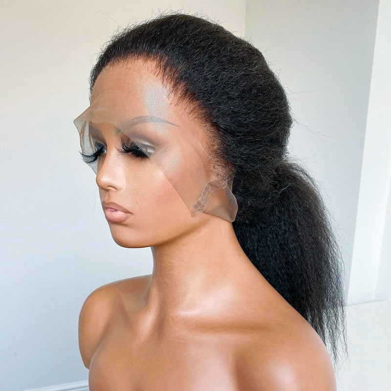 Soft Black Yaki Kinky Straight Hair Wig