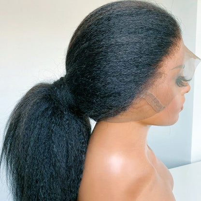 Soft Black Yaki Kinky Straight Hair Wig