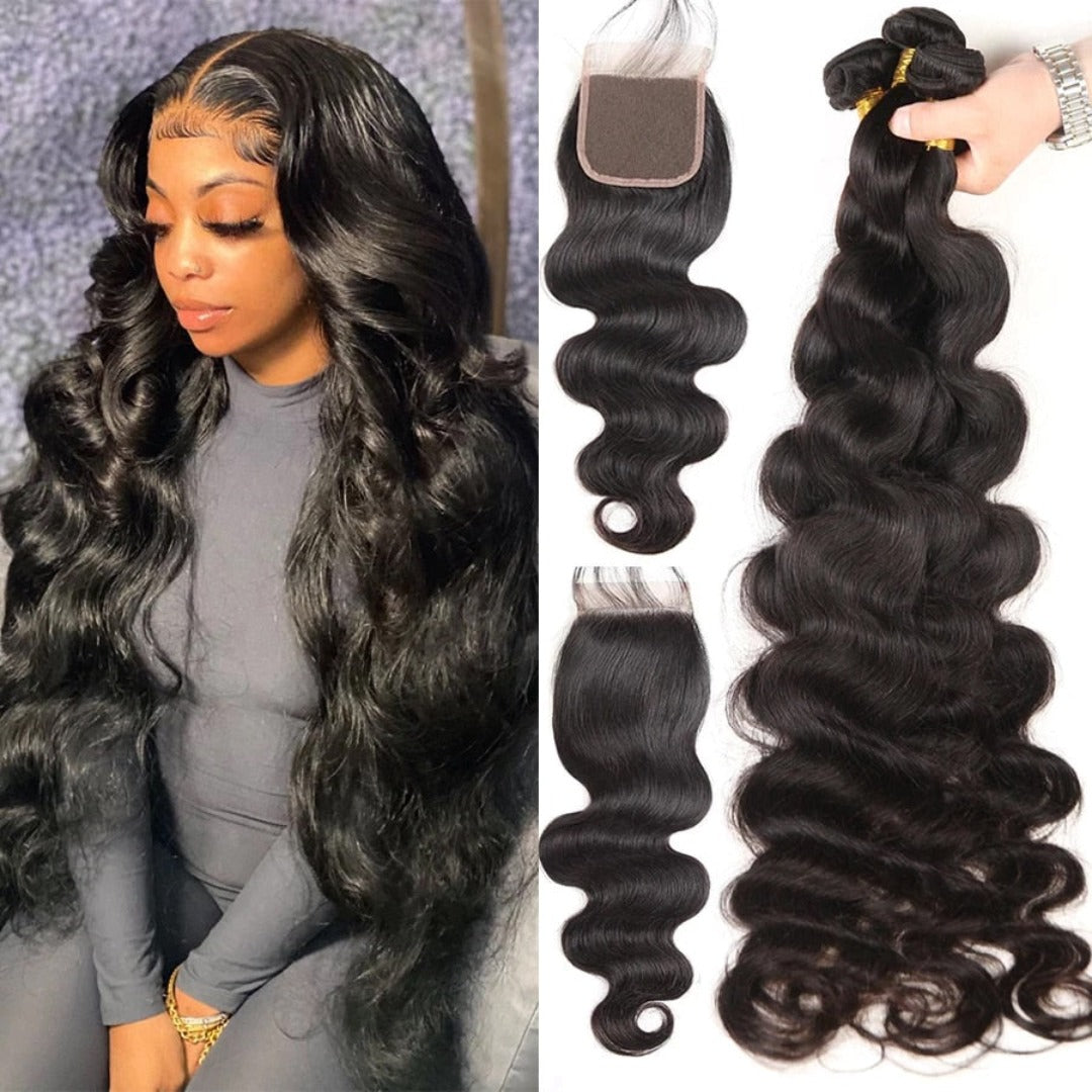 Malaysian Body Wave Lace Frontal Closure With Bundles